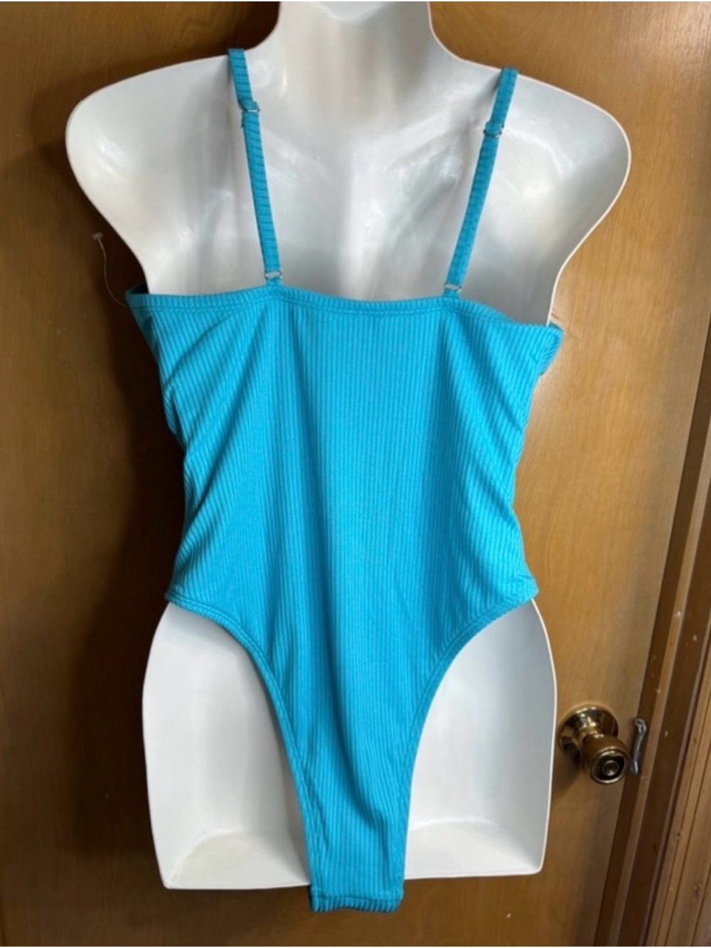 CUPSHE S Turquoise Ribbed One-Piece Swimsuit